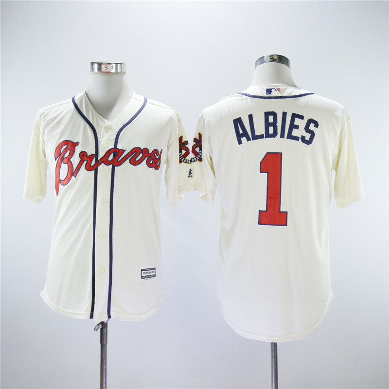 Men Atlanta Braves #1 Albies White MLB Jerseys->atlanta braves->MLB Jersey